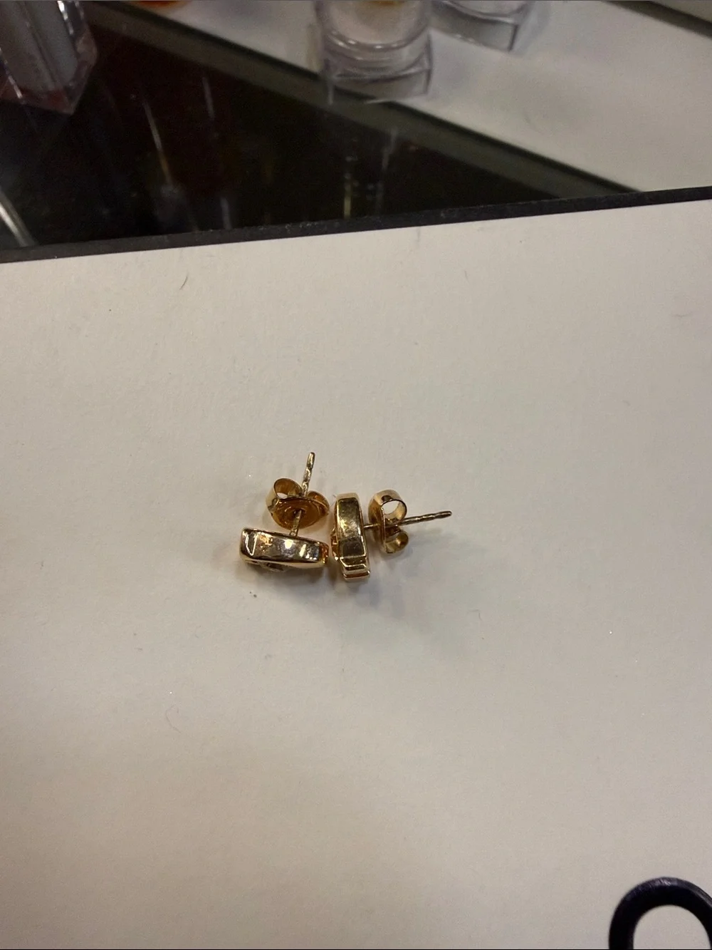 Coach Gold-Tone Crystal C-Logo Stud Earrings - Picture 3 of 4